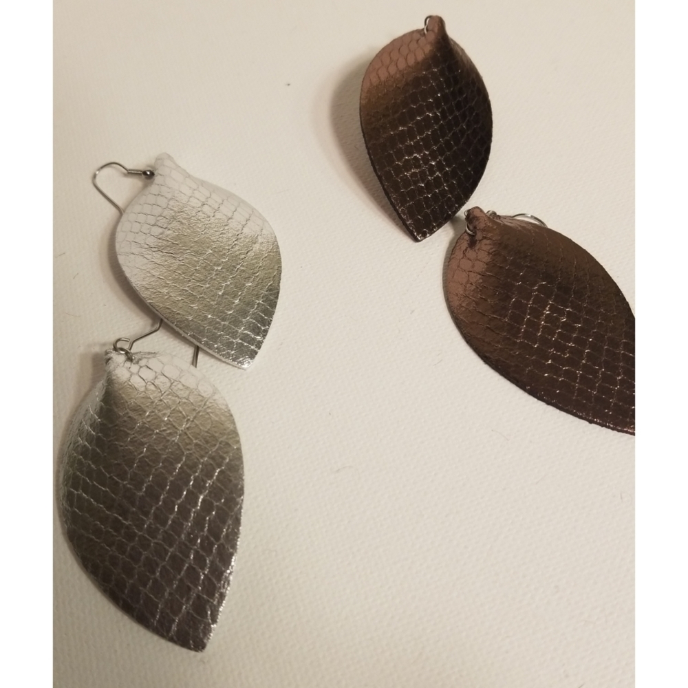 Set of Faux Leather Earrings | 2 Pairs - Picture 2 of 3